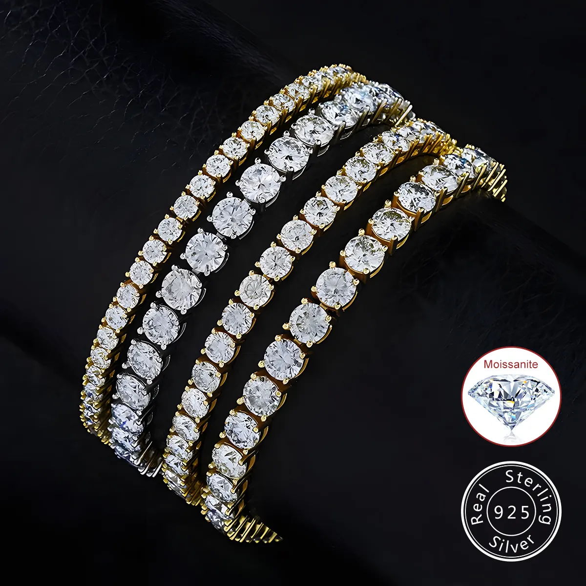 Güzel bilezik 925 ayar gümüş tenis zinciri elmas 14K altın özel erkekler takı kolye Moissanite küba bağlantı zinciri