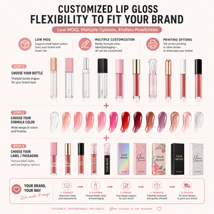 Gloss à lèvres scintillant hydratant longue durée, végétalien, <span class=keywords><strong>naturel</strong></span>, bio, personnalisé, à faible MOQ, avec étiquette privée, pour le <span class=keywords><strong>contour</strong></span> des lèvres - Product Image 4