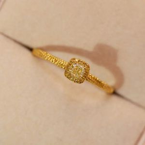 Xinfly 18K Real Gold Jewelry Set <b>Ice</b> <b>Out</b> Square Yellow Diamond Pendant Necklace Ring for Wedding Engagement Party or Gift - Product Image 4