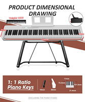 Hitam harga grosir portabel warna nyata piano Sentuh Piano untuk Studio kerja Keyboard Controller 88 kunci Keyboard digital