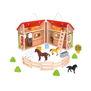 Jouets maison en bois cheval Stable, jeu original, cadeau pour enfants - Product Image 1