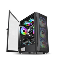 2024 Nuevo diseño OEM caja de la computadora ventilador de la caja de bajo precio Caja de PC ATX de vidrio con ventiladores coloridos y refrigeración