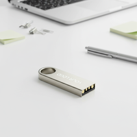 Nouvelle clé USB 2.0 en métal léger, 4 Go-64 Go, argentée, cadeau d'entreprise, logo personnalisé, avec garantie de 2 ans, 39x12.2x4.6mm