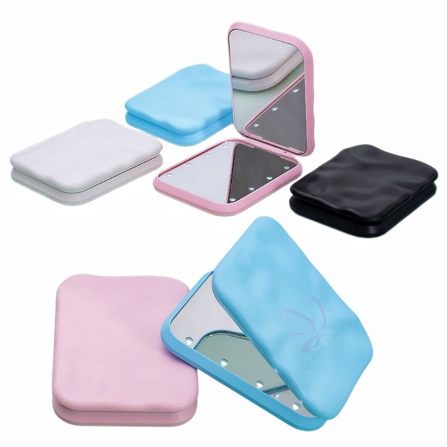 Mini Double-Sided Folding Mirror Small Makeup Mirror for Girls Home Travel Students Dormitories Use Portable LED Mirror