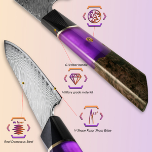 Cochillos de cocina มีดอเนกประสงค์4.7นิ้ว AUS10เชฟเมสเซอร์มีดดามัสกัสสะดองของจริง - Product Image 5