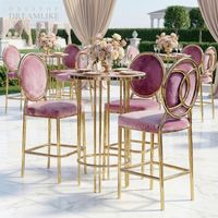Table de bar en acier inoxydable finition or avec plateau en verre trempé pour la location de mobilier commercial pour banquets et fêtes, vente en gros