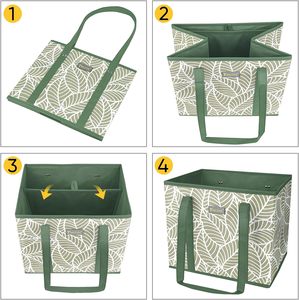 Mô hình màu xanh lá cây đóng mở hộp lưu trữ tái sử dụng dưới xử lý khối lập phương mạnh mẽ nhiệm vụ nặng nề mang theo mua sắm hàng tạp hóa túi hình chữ nhật - Product Image 3
