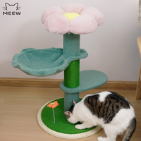 Arbre à chat créatif floral, griffoir en sisal avec plateformes multi-niveaux et jouet à ressort pour chat, tour à chat florale
