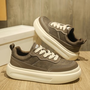 Chaussures de ville rétro décontractées pour hommes avec semelle épaisse rehaussante, style urbain tendance et sportif - Product Image 1