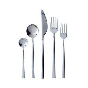 <b>Star</b> Crafts India Modern Stainless Steel 304 Eco-Friendly Designer Cutlery Set 5 Pcs Silver Color Luxury Flatware Wood Handles - Product Image 3
