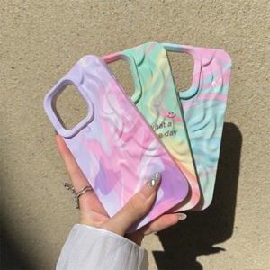 Custodie posteriori in TPU morbido con rughe <span class=keywords><strong>arcobaleno</strong></span> alla moda per <span class=keywords><strong>iPhone</strong></span> 16 15 14 13 12 11 Pro Max 16 plus <span class=keywords><strong>Cover</strong></span> per telefono con struttura a bolle d'acqua - Product Image 1