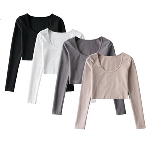 Donne Femminile Manica Lunga <span class=keywords><strong>Elegante</strong></span> Nuovo Ufficio Della Signora Della Camicia Camicetta da Donna Girocollo Base All'interno di Alta - Product Image 1