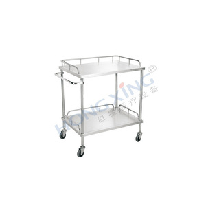 Hong Xing Stainless Steel <b>Trolley</b> 660*440*860mm Double Layer Hospital Equipment Cart - Product Image 3