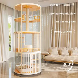 Meow Sky City Villa cylindrique panoramique <span class=keywords><strong>de</strong></span> luxe pour chat avec toilettes intégrées pour chats d'intérieur - Product Image 2
