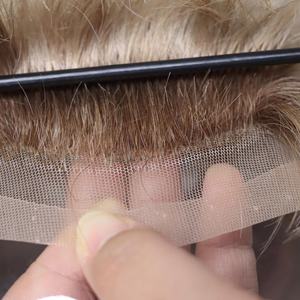 Peluca <span class=keywords><strong>de</strong></span> cabello humano 100% indio para <span class=keywords><strong>hombre</strong></span>, peluquín con encaje frontal, <span class=keywords><strong>rubio</strong></span> ceniza, FRANCÉS - Product Image 5