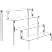 Présentoir en acrylique transparent à 4 niveaux, support portable facile à assembler pour bijoux, parfums, figurines et jouets (type échelle)