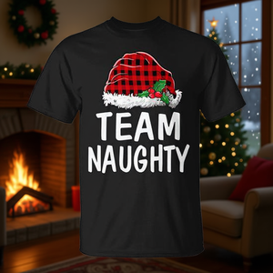 Pyjama de Noël à carreaux rouges Père Noël coquin, T-shirt familial, Produit promotionnel - Product Image 3