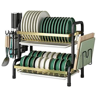Armoire de cuisine en acier au carbone de grande capacité, support de vaisselle à 2 niveaux, vaisselle, passoires, organisateur