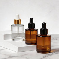 Vente en gros de flacons en verre borosilicate de petite capacité avec logo personnalisé, 20 ml, 30 ml, 50 ml, compte-gouttes, cosmétiques, soins de la peau, sérum essentiel