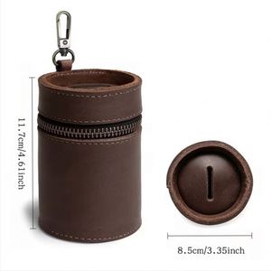 Retro Coin Change <b>Pouch</b> <b>Mini</b> Cylinder Money Saving Box Coin Purse Vintage Crazy Horse Leather Coin Tube <b>Pouch</b> - Product Image 3