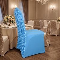 Housse de chaise extensible en polyester et spandex motif rose pour mariage, banquet, hôtel, fête, décoration de chaise de salle à manger, accessoires
