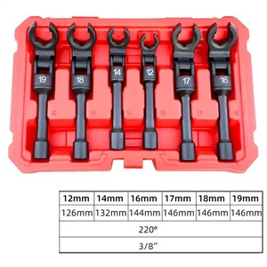 Juego de llaves de anillo de boca abierta 3/8 6PT 6 piezas, llave de vaso flexible para línea de inyector diésel con 12, 14, 16, 17, 18, 19 mm, OEM personalizable - Product Image 2