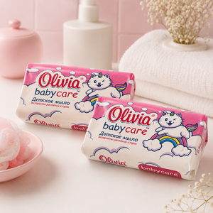 Pink Gentle Baby Bar <b>Soap</b> with Glycerin and Lanolin for Sensitive Skin 90 g Olivia Baby Care - Product Image 1