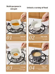 Utensilios de cocina antiadherentes de mármol <span class=keywords><strong>Carote</strong></span> de salpicaduras de aceite Mini sartén para huevos antiadherente aceite caliente que vierte llovizna olla pequeña - Product Image 3