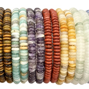 Pulseiras de Pedra Natural Redondas e Planas 6x2mm, Braceletes Empilháveis de Gemas Rondelle, Joias de Cristal por Atacado - Product Image 3
