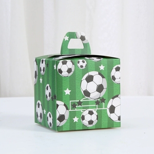 Boîtes à dragées sur le thème du football avec poignée, en carton <span class=keywords><strong>blanc</strong></span>, pour anniversaires, jours <span class=keywords><strong>de</strong></span> match, contenants pour friandises <span class=keywords><strong>de</strong></span> football - Product Image 2