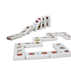 Dominos de luxe Double six Dominos professionnels avec boîte de rangement en bois, carreaux classiques noirs et blancs, acrylique et mélange - Product Image 1