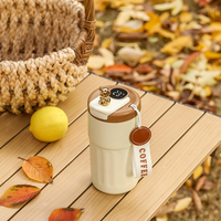 BORGE Thermos en acier inoxydable de 450 ml, tasse à café de voyage avec affichage de la température LED