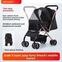 Poussette pour animaux de compagnie pour chats et chiens, acier au carbone, imperméable, 4 roues, bidirectionnelle, pliable, légère, portable, pour petits chiens