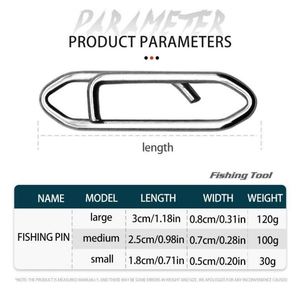 100 PCS/sac Clips en acier inoxydable pour la pêche, accessoires Coastlock <span class=keywords><strong>Snap</strong></span> pour la pêche à la carpe - Product Image 5