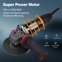 Petite meuleuse d'angle électrique haute performance de 125 mm, 750 W, à vitesse réglable, avec cordon, pour usage industriel