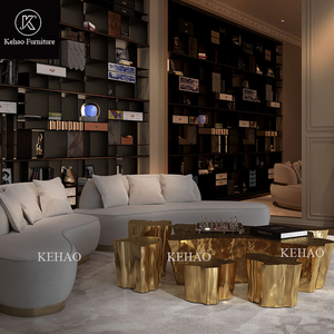 Sang trọng thiết kế độc đáo Eden vàng trắng đá cẩm thạch hàng đầu Trung tâm bảng Thiết kế Bắc Âu vàng thép không gỉ Bàn cà phê cho biệt thự - Product Image 5