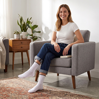 Chaussettes mi-mollet personnalisées pour femmes, avec semelle en tissu éponge, bordure à volants, respirantes, décontractées, OEM ODM, vente en gros