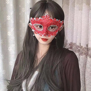 หน้ากากลูกไม้ครึ่งหน้าผู้หญิงลายดอกไม้ปาร์ตี้ฮาโลวีนอุปกรณ์คอสเพลย์ - Product Image 1