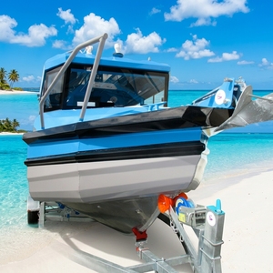 Bateau <span class=keywords><strong>de</strong></span> pêche en aluminium entièrement soudé <span class=keywords><strong>de</strong></span> 25 pieds, cabine <span class=keywords><strong>de</strong></span> pilotage, 8 places, croiseur <span class=keywords><strong>de</strong></span> cabine, bateau en alliage marin <span class=keywords><strong>de</strong></span> qualité 5083 avec remorque - Product Image 2