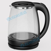 Prix de gros Nouveau Design avec Plaque Chauffante 1.8 Litres Eau Thé Bouilloire Électrique Ménage en Verre