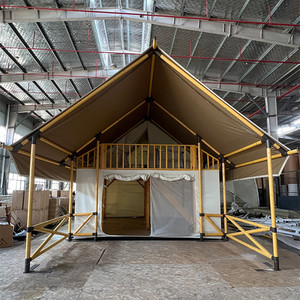 Tente de safari de luxe à double étage OEM/ODM, type loft, en toile, pour glamping, avec structure en bois Oxford, cabane mobile pour complexe hôtelier - Product Image 4