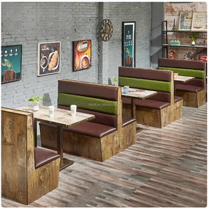 Bán buôn thiết kế mới cổ điển công nghiệp phong cách nhà hàng gian hàng thức ăn nhanh cửa hàng ăn uống đồ nội thất Set Booth sofa và Bảng bộ - Product Image 1