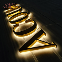 Logo personnalisé extérieur 3D acrylique métal or mots enseigne en acier inoxydable miroir LED bandes pour la publicité transformateur au néon pour