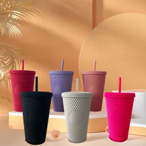 Travel Sports Drink Bottle With Plastic Straw Mugs For On-The-Go Convenience