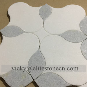 Fleur <span class=keywords><strong>de</strong></span> marguerite élégante en verre doré poli avec Thassos marbre blanc cuisine dosseret salle <span class=keywords><strong>de</strong></span> bain mur marbre pierre mosaïque carrelage - Product Image 5