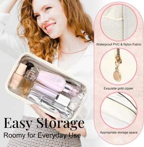 Bolsa organizadora de maquillaje de PVC transparente a la moda para mujeres y niñas, Material de PU duradero, cierre de cremallera, bolsa de cosméticos con logotipo de caramelo, monedero - Product Image 6