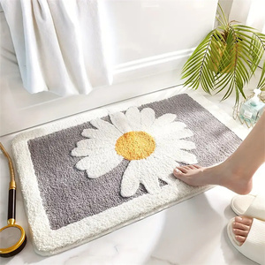 Alfombras de Baño Afelpadas de Poliéster, Lavables, Suaves y <span class=keywords><strong>Cómodas</strong></span>, con Diseño Floral, Absorbentes, Antideslizantes, Aptas para Mascotas, para Hogar y Hotel - Product Image 1