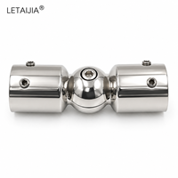 Connecteur pivotant réglable en acier inoxydable 304 pour tube rond, avec doubles manchons et vis de réglage, pour barre de support de douche (pièce de quincaillerie)