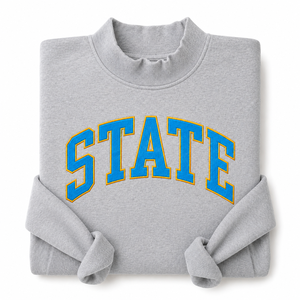 Sweat-shirt à col rond en chenille brodé sur mesure, style universitaire, avec design de lettres en relief pour les vêtements d'équipe universitaire - Product Image 4