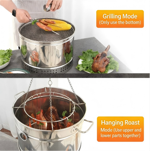 <strong>Charcoal</strong> BBQ Oven with Cooking Hooks Portable Vertical Stainless Steel <strong>Grill</strong> Detachable Smokeless BBQ <strong>Grill</strong> for Indoor/outdoor - Product Image 3